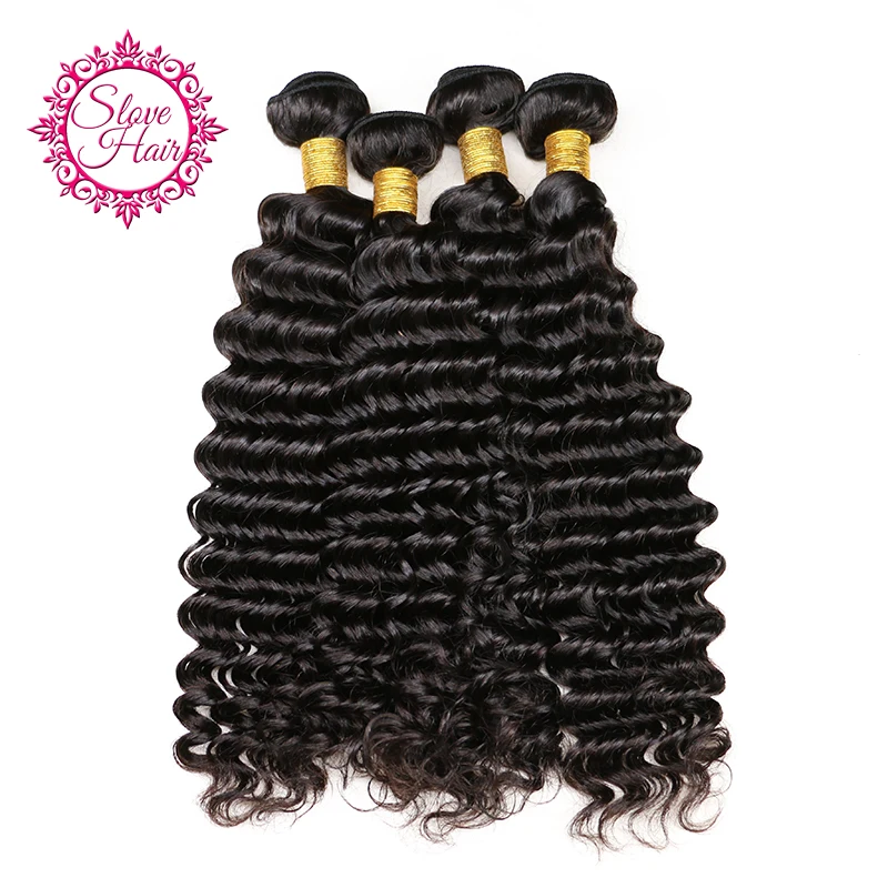 

Deep Wave Bundles Remy Peruvian Human Hair Weave Bundles 1 to 3 PCs Extension Match With Closure Or Frontal Can Permed Slove