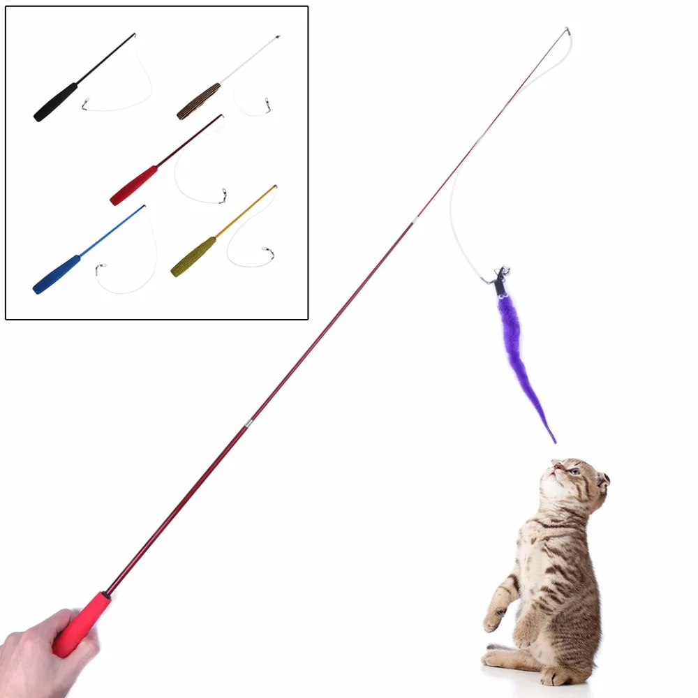 Регулируемая игрушка для кошек, плюшевая палочка, растягивающийся котенок, собачка, прорезыватель, забавная Интерактивная палочка, Проволочная палочка для кошек, игрушки, 5 цветов, C42