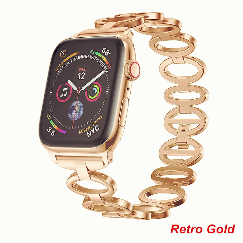 Браслет для Apple Watch Series 4 3 2 44 мм 40 розовое золото нержавеющая сталь ремешок Band 42 iWatch
