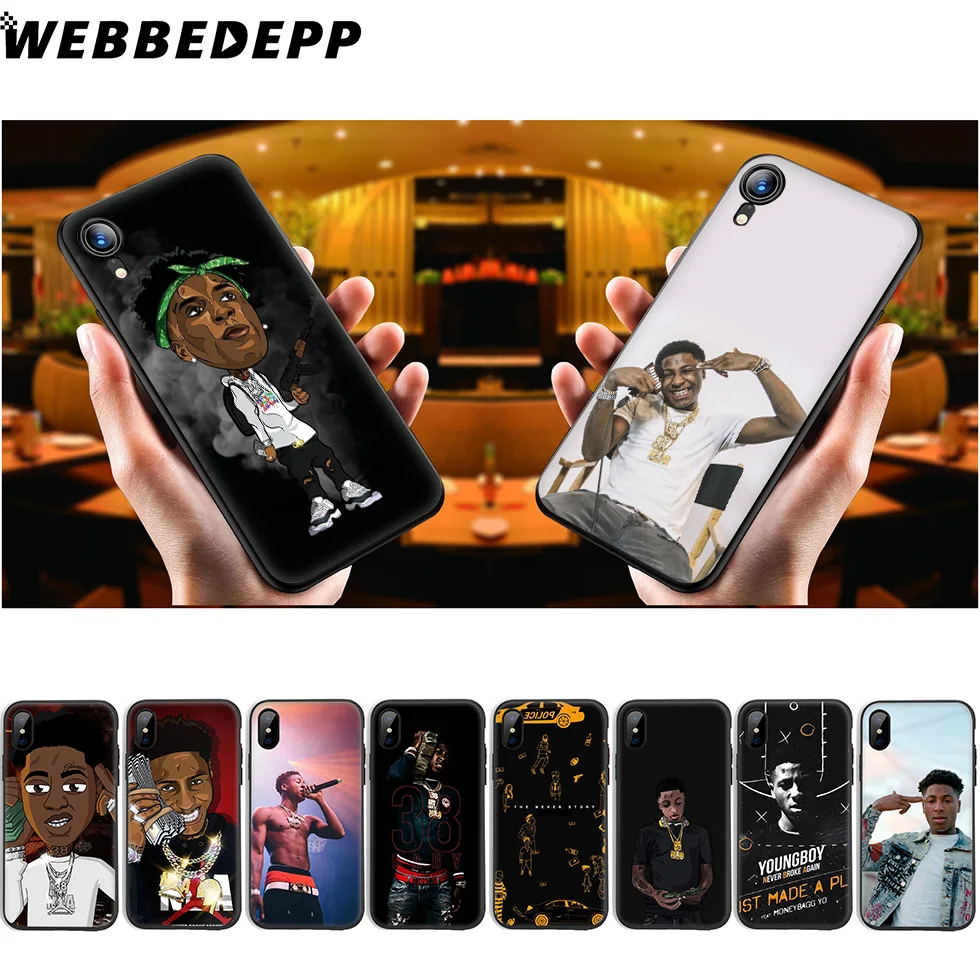 

WEBBEDEPP YoungBoy Never Broke Again Soft Silicone Case for iPhone 11 Pro Xr Xs Max X or 10 8 7 6 6S Plus 5 5S SE Case 8 Plus