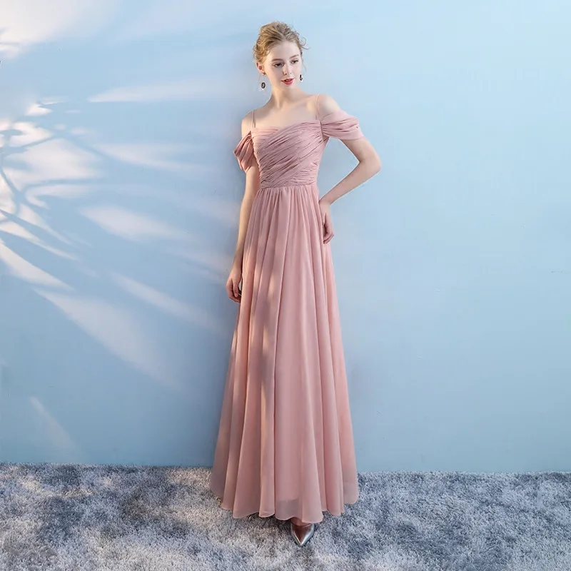 Розовое длинное одноцветное платье принцессы для банкета, женское длинное традиционное китайское платье, вечернее платье, вечерние платья