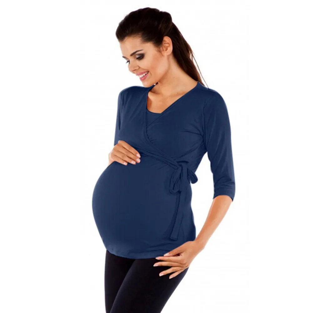 Одежда для беременных женщин; однотонный топ для беременных; Одежда для беременных; блузка с рукавами средней длины; Одежда для беременных женщин