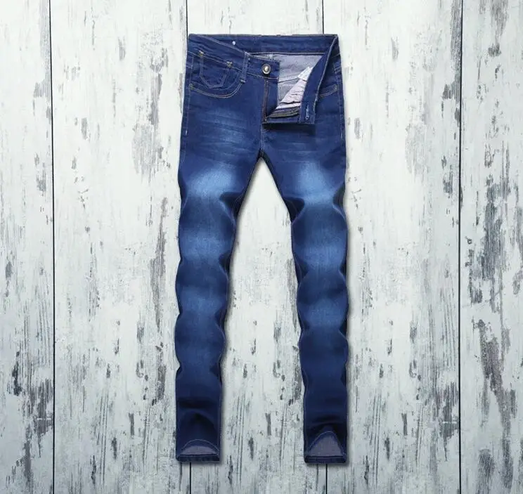 Новые модные эластичные прямые узкие джинсы мужские повседневные классические джинсовые брюки узкие джинсы мужские обтягивающие джинсы Homme разных цветов - Цвет: Dark blue
