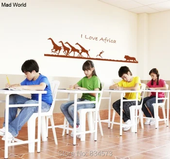 

Mad World-I Love Africa Animal Bird Lion Wall Art Stickers Wall Decal Home DIY Decoration Removable Room Decor Wall Stickers