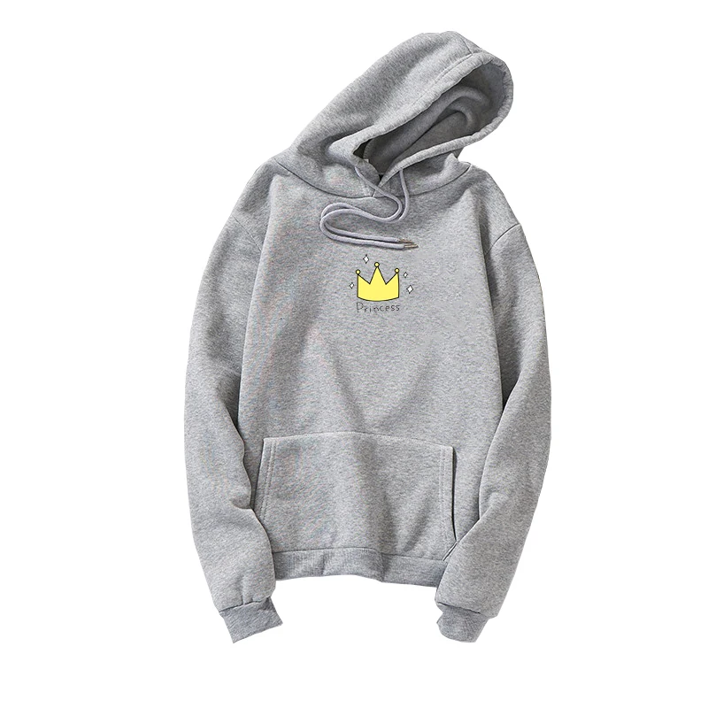 Harajuku Fleece Sweatshirts Women Pink Crown Print Kawaii Hoodies Long Sleeve Casual Loose Hooded Pullover Unisex Korean Clothes (1)