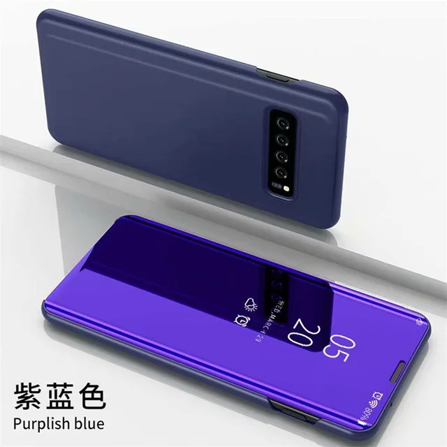 Металлизированный зеркальный чехол для samsung S10 S9 S8 Note9, смарт-чехол с откидной крышкой и подставкой для iphone XS Max, huawei mate 20 Lite, huawei P30 Pro - Цвет: purple