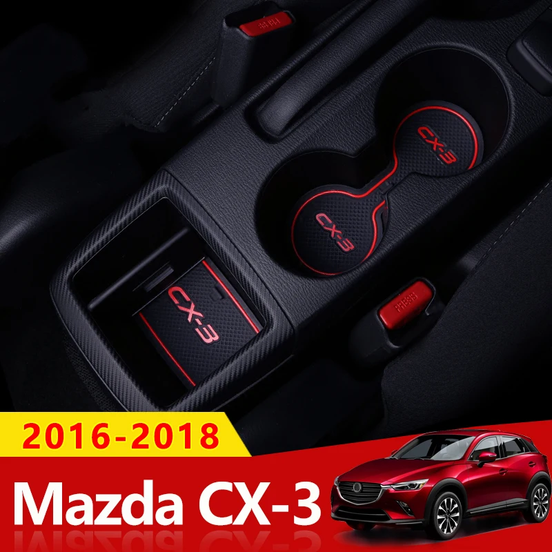 

For Mazda CX3 CX-3 2016 2017 2018 Rubber Car Door Groove Mats Gate slot pad Non-slip Interior Door Pad/Cup Armrest Storage Pads