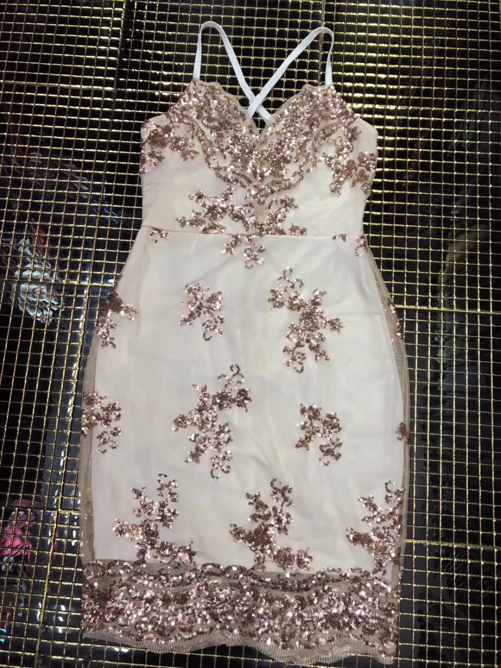 Abbellito Celebrity All'ingrosso Shimmer Chic Maglia Mini Strap Sexy Vestito Spaghetti Elegante Paillettes Donne 816vw5xvtq