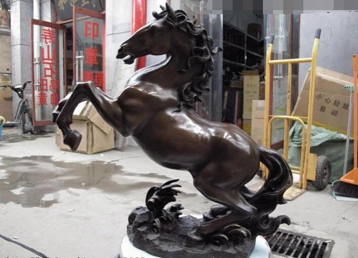 

Collectible bronze S2568 100% Pure Copper Bronze China Feng Shui Wealth Lucky Gallop Fly Horse Art Statue B0403