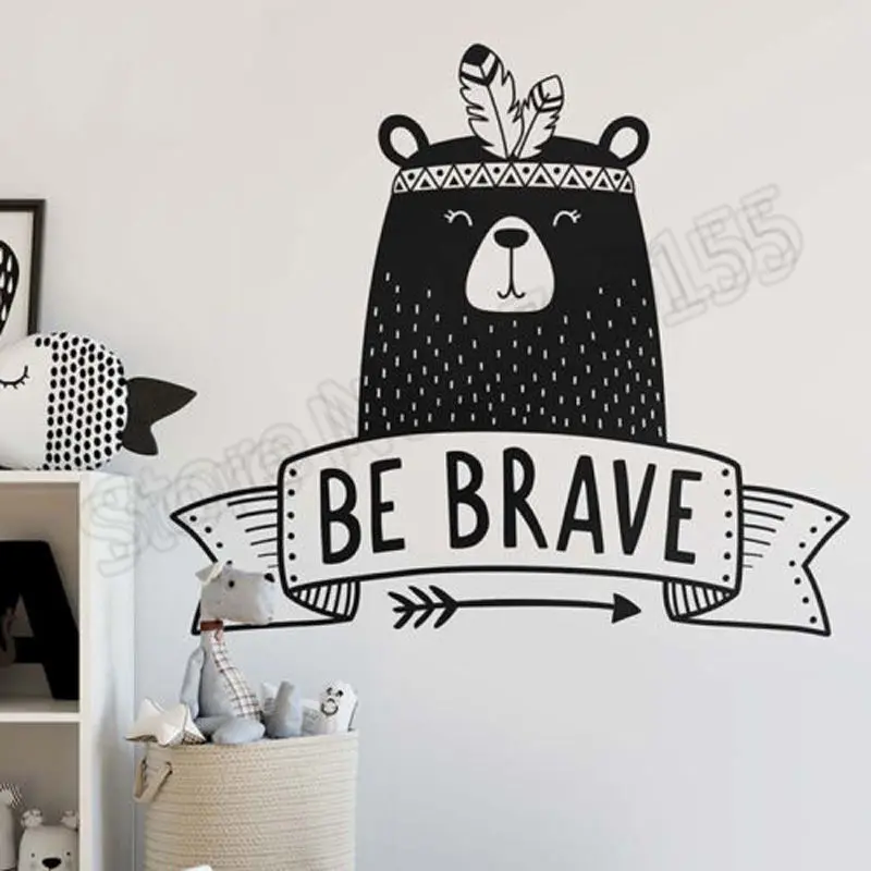 

Hot Cartoon Animal Bear Tribal Woodland Wall Stickers Kids Rooms Vinyl Wall Decal Kids Nursery Bedroom Home Decoration DIY ZW311