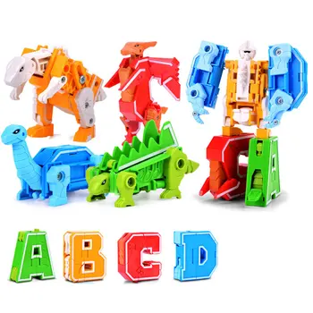 

A-Z Transformation Alphabet Robot Building Blocks toy Dinosaur Animal Toys Kids DIY Educational Brick Toys For Children gift