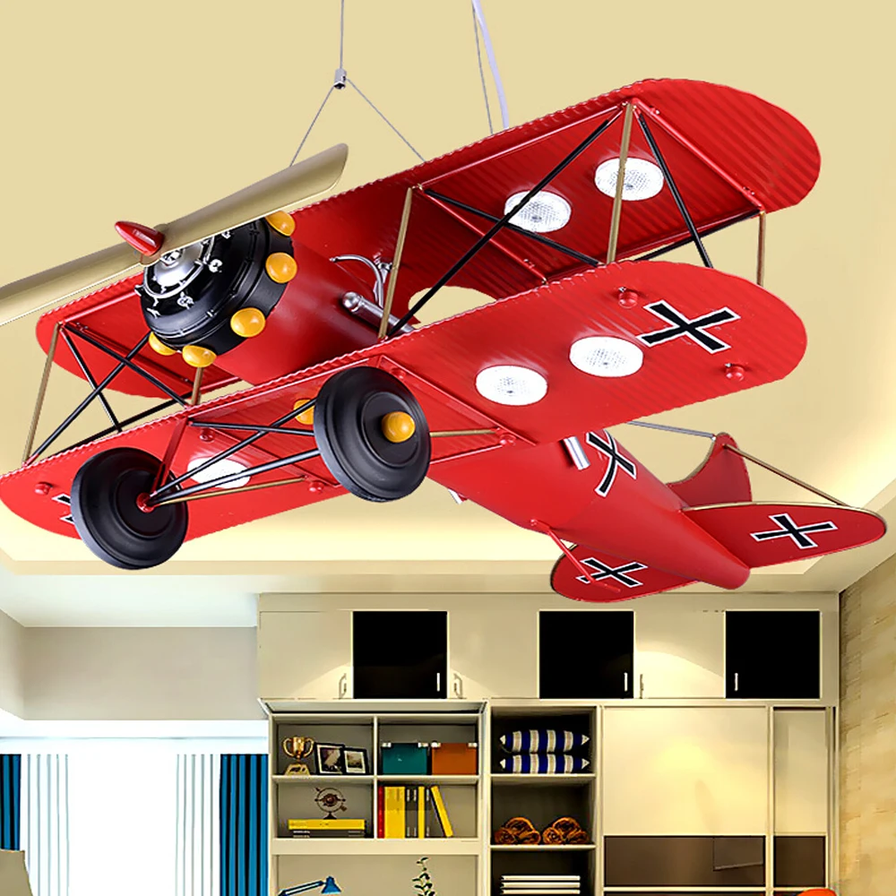 

Children 's luminarias Iron Airplane Room Led pendant lights Bedroom Creative Personality Cartoon pendant light Led pendant lamp