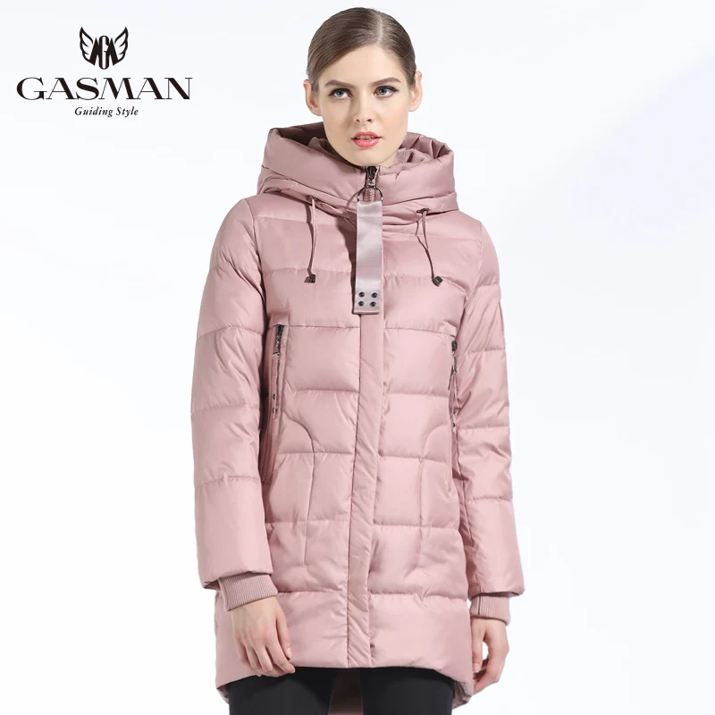 Goedkoop Gasman 2018 Merk Vrouwen Down Jassen Medium Lengte Nieuwe Winter Collectie Warme Vrouwelijke Dikke Parka Hooded Overjassen