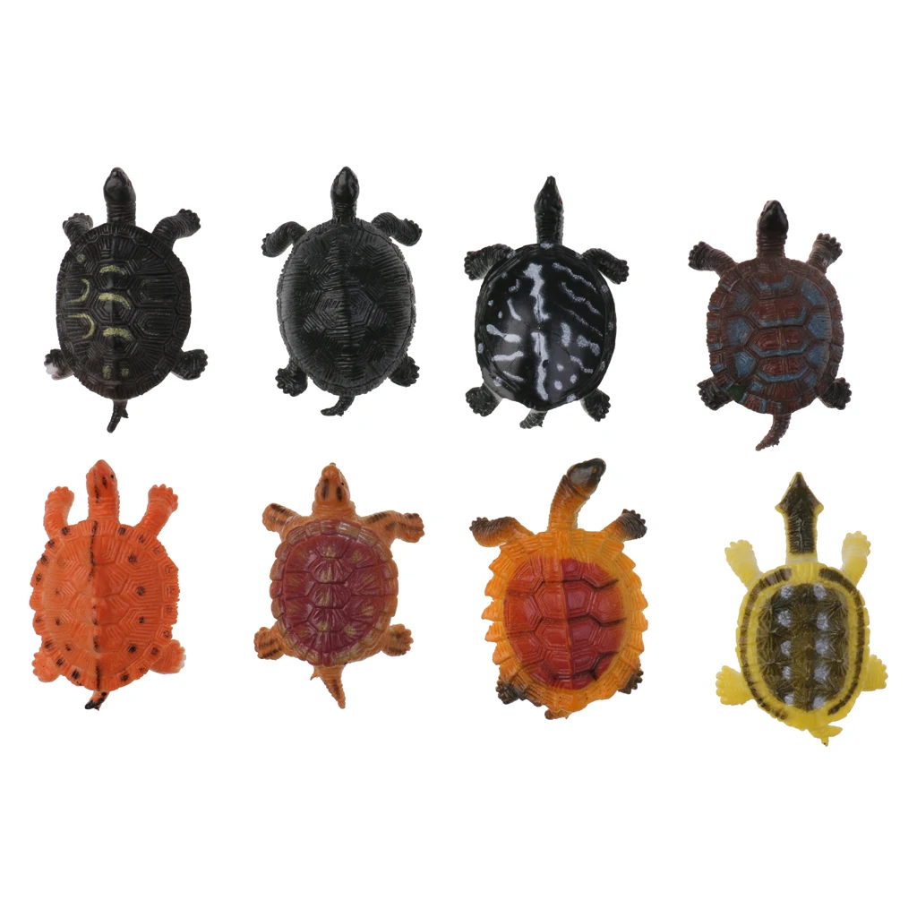 Kids Toy Lot 8Pcs Plastic Turtles Animal Model Figures Kids Educational