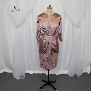 

Vestido de Madrinha Pink Mother of the Bride Dress with Jacket 2017 Pant Suits Lace Short Godmother Evening Dresses for Weddings