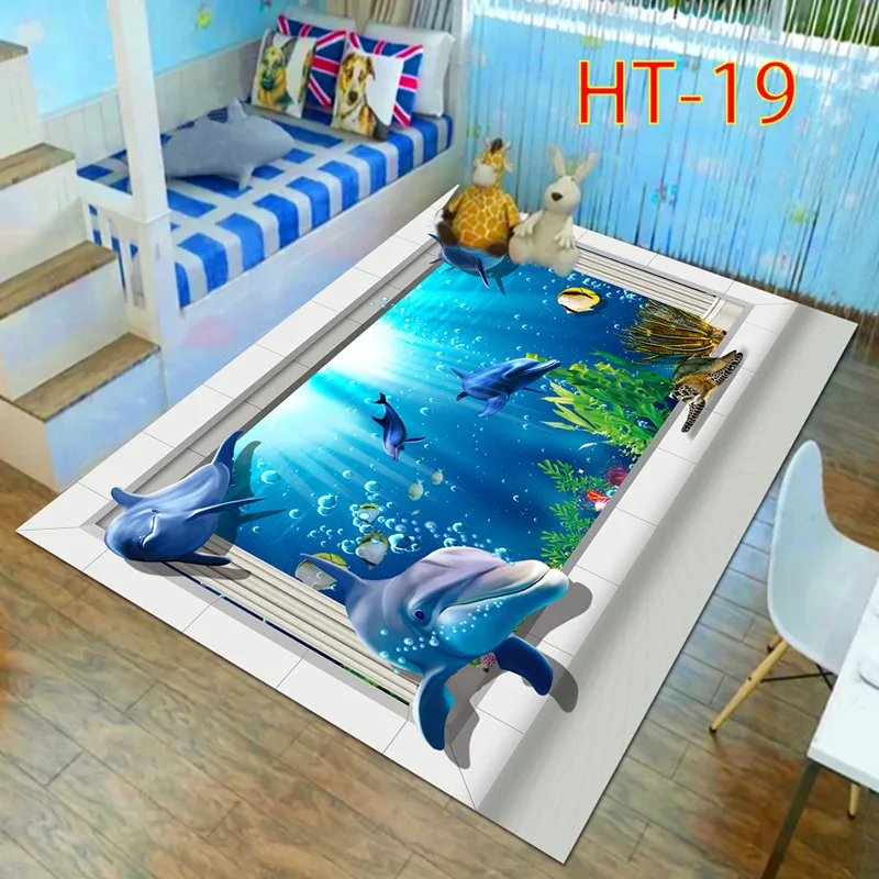 Blue Sea ocean Mediterranean Style 3D Carpets for Living Room Bedroom Area Rugs Coffee Table Sofa Bed Floor Mat Hallway Carpet - Цвет: HT19