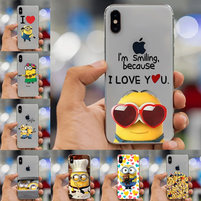 

ME Phone Cases Despicable Me Yellow Minions Design Clear Case Cover For Iphone XS MAX 6S 7 8 8Plus 5S SE X XR Yellow people case
