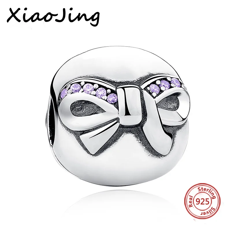 

New arrival 100% 925 Sterling Silver Fit charms Pandora Bracelets purple color CZ Stone Antique Pendant Jewelry Making Gifts