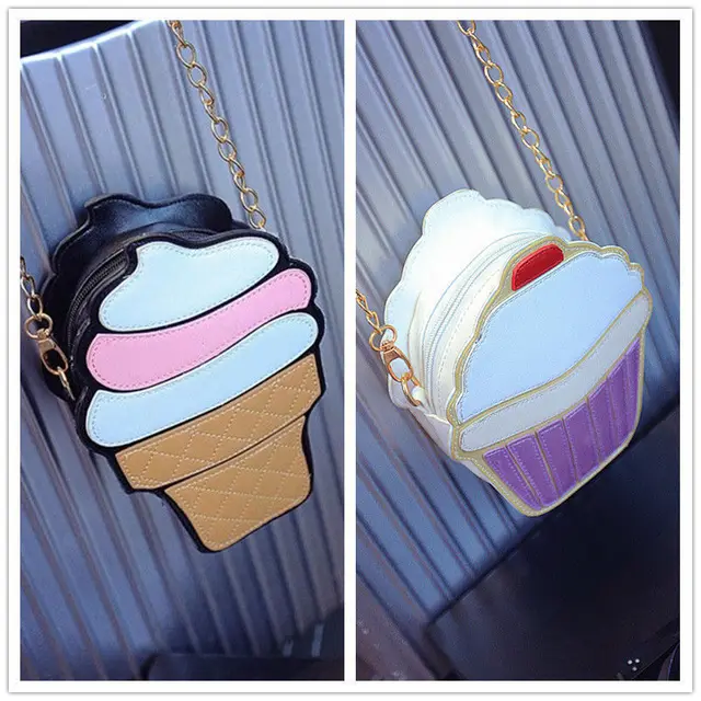 Fashion Women Handbag Shoulder Bag Leather Messenger Bag Satchel Purse Tote XI Ice Cream Cupcake Cute Shoulder Bag