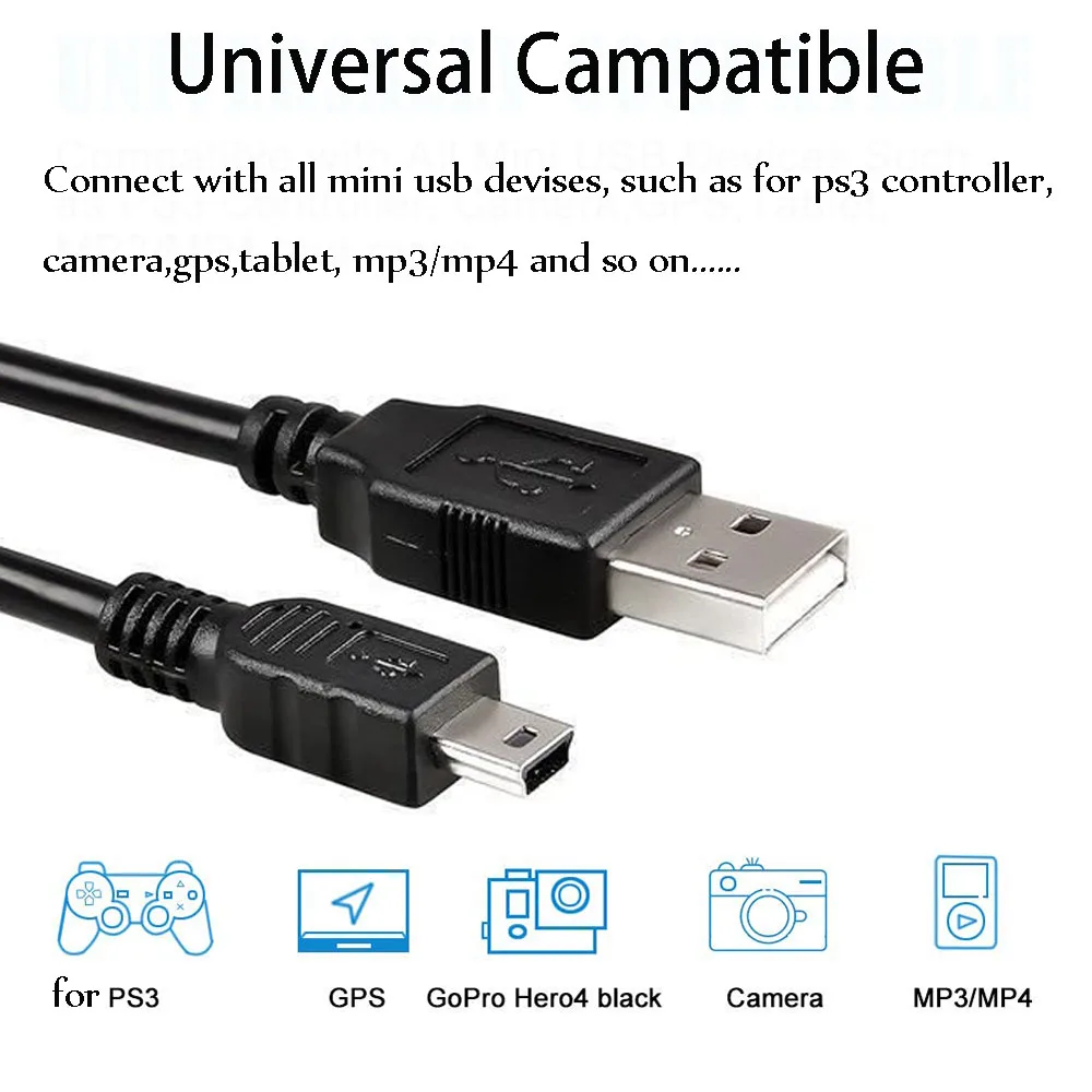 

For Camera MP3 MP4 Charging Cable Cord Adapter USB 2.0 A Male to Mini 5 Pin Data Power Cables USB Extension Cable