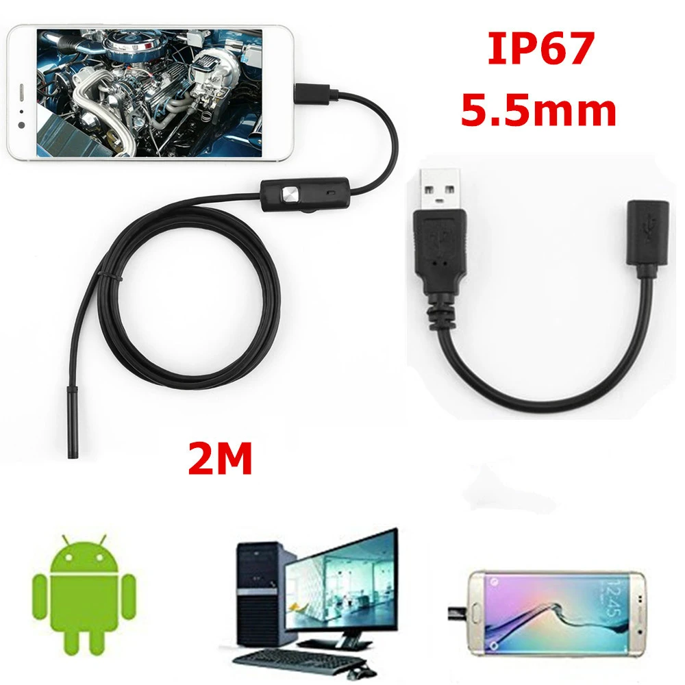 Новинка 1080P Full HD мини камера для Android эндоскоп IP67 1920*1080 2 м 5 м микро USB инспекционная видеокамера Змея бороскоп трубка