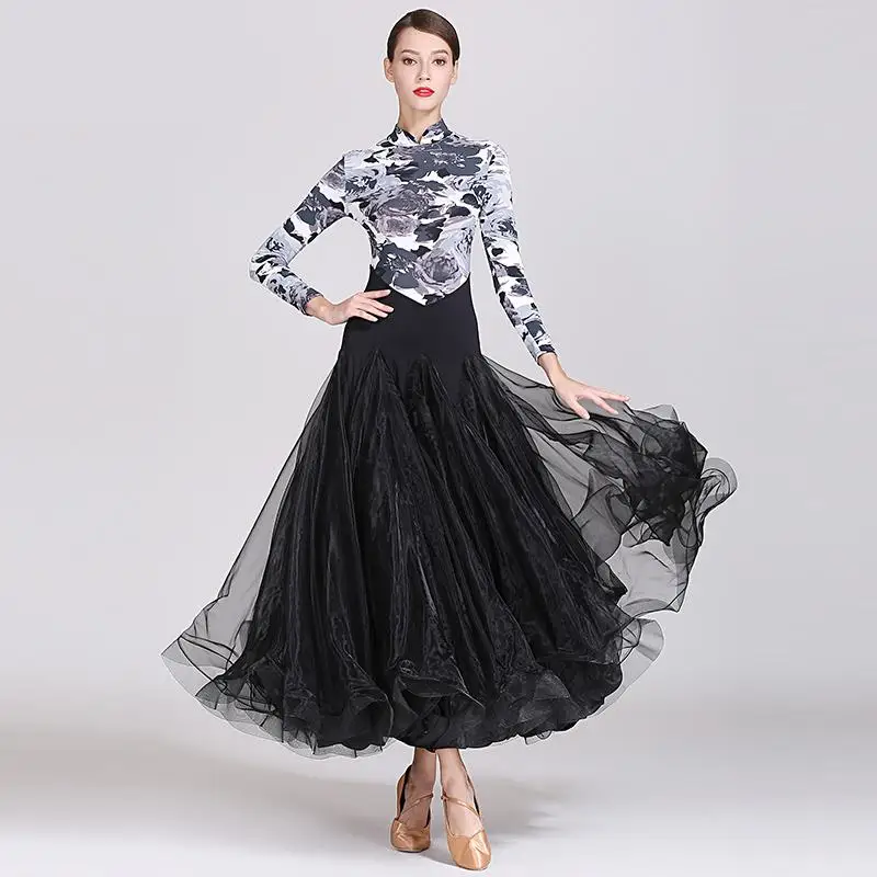 

New Women Ballroom Competition Dress Ballroom Tango Dance Long sleeves Standard Ballroom Waltz Dresses Ballroom Dancing Costumes