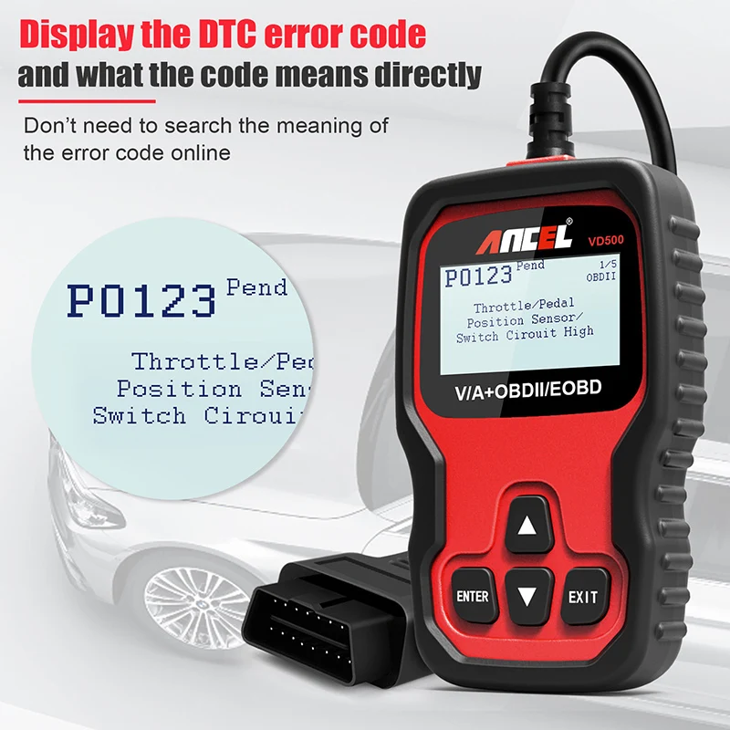 Диагностический сканер Ancel VD500 OBD2 для диагностики автомобиля с индивидуальным