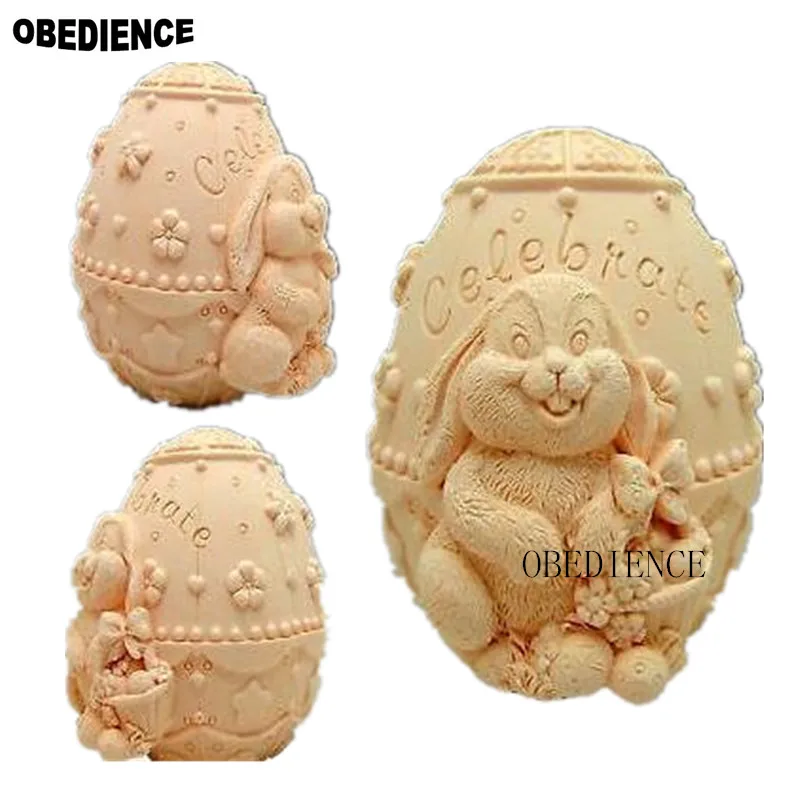 

OBEDIENCE 3D Rabbit Easter Egg Silicone Handmade Soap Mold Crafts DIY MoldBakeware Cooking Decoration Cake Tools