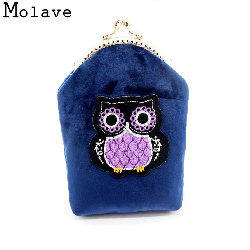 

Naivety Long Flannel Coins Purses Owl Embroidery Coin Purse Small Hasp Wallet Mini Bag 30S71214 drop shipping