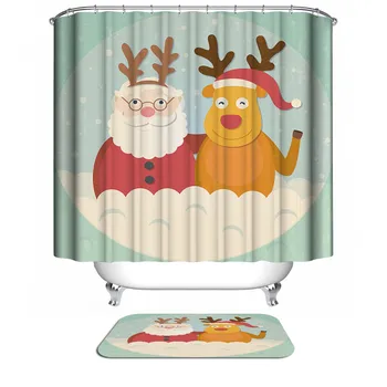 

2017 Christmas Waterproof Mildewproof 0112 Polyester Shower Curtain Nautical Anchor House Bathroom Decor With Santa Claus