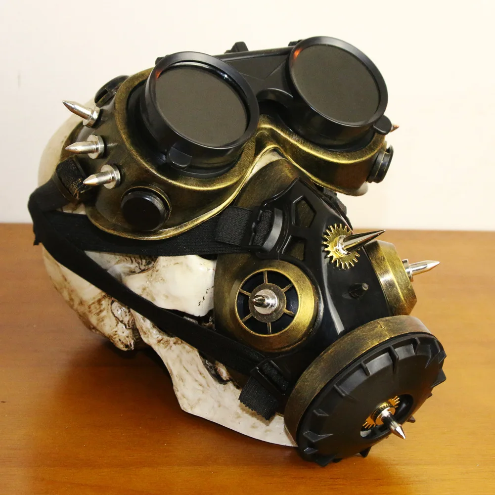 Vintage Gold Resin Rivet Steampunk Glasses Eyewear Gas Mask Women Men