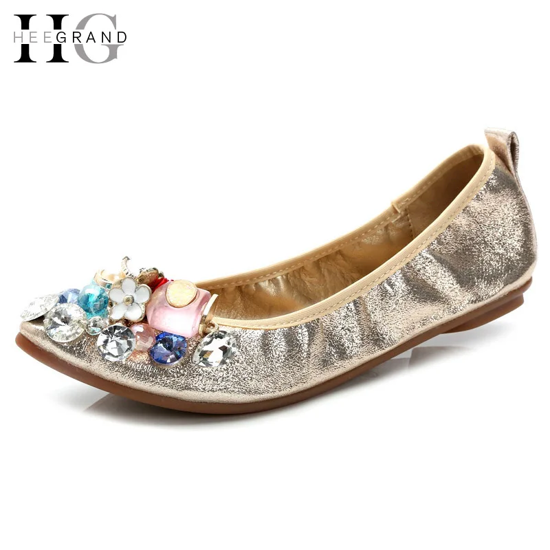 

HEE GRAND Women Ballet Flats For Summer Colored Crystal Slip On Loafers Spring Soft Flat Ladies Shoes Woman Size 35-40 XWD5065