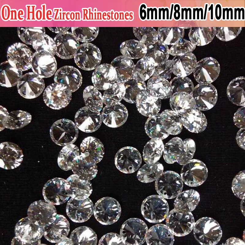 

AAA Clear Crystal One Hole Cubic Zirconia Stone Crystal Transparent Color Round Cut Loose CZ DIY Jewelry Findings Supplies