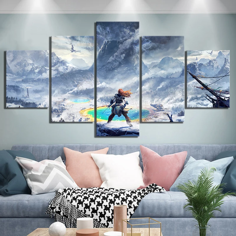 

Canvas Paintings Wall Art HD Printed 5 Set Horizon Zero Dawn Game Poster Home Decoration Modular Picture For Bedroom Framework