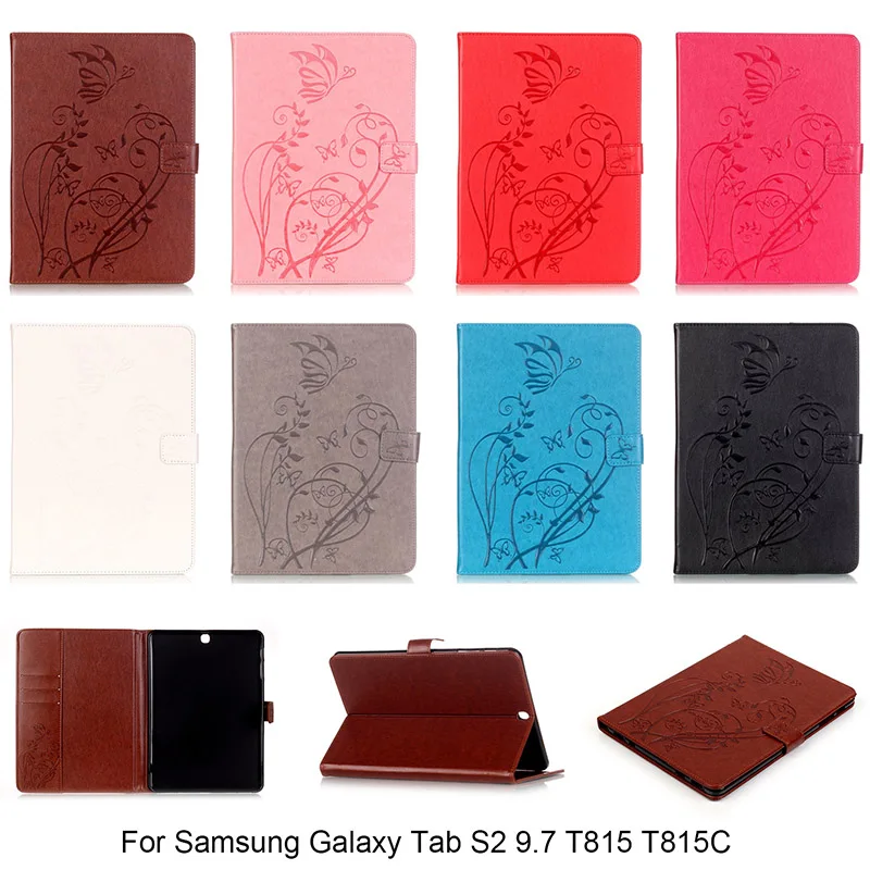 

For Samsung GALAXY Tab S2 9.7 T815 T815C Case Multicolour Emboss Lavender Flower Stand Pocket Flip PU Leather Tablet Shell