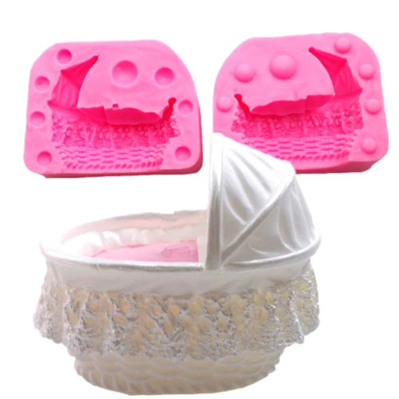 Розовая форма для торта, 3D детская колыбель, силиконовая форма, форма для торта, инструменты для украшения, форма для кекса