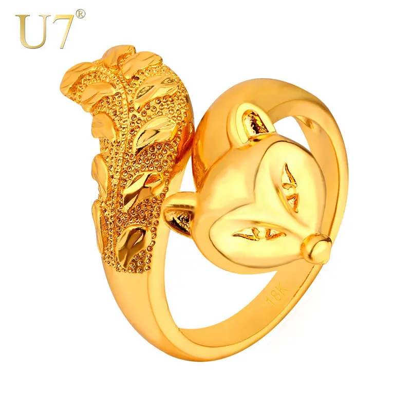 

U7 Fashion Animal Ring For Women Jewelry Gold/Silver Color Trendy Cool Party Fire Fox Ring Wholesale R437