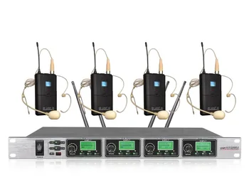 

microfono inalambrico UHF 4 x 50 Channels PLL Four Beige Headset draadloze microfoon Bolymic