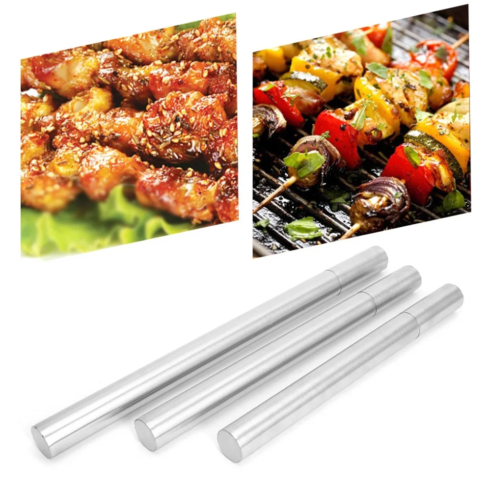

1Pc Barbeque Stainless Steel Stick Skewer Container Tube Kitchen Storage Organizer BBQ Tools Accessories 3 Size