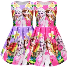 New Elsa Dress girls Party Vestidos Cosplay Girl Clothing Anna Snow Queen Print Birthday Princess Dress Kids Costume baby girls dress christmas anna elsa cosplay costume summer dresses girl princess elsa dress for birthday party vestidos menina