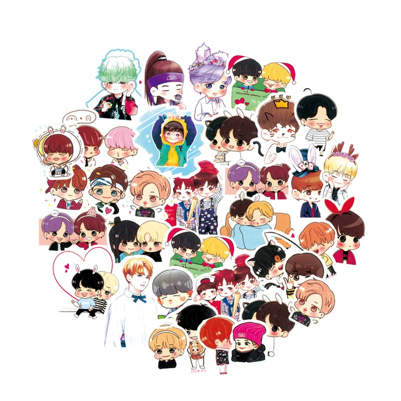 58pcs/pack Cute Boys Decal Stickers Pack Kids Toy Anime Sticker for DIY Luggage Laptop Skateboard Phone Waterproof Sticker