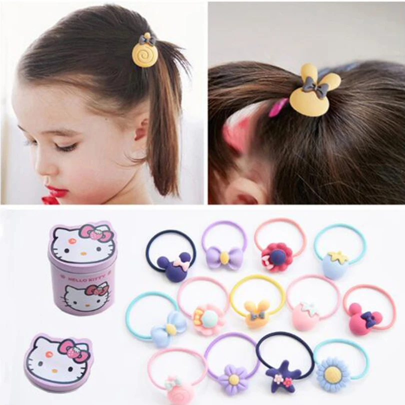 Wholesale 14 Pcs/LOT Cute Children'S Elastic Rubber Band Girls Hair Children Flower Cartoon Mouse Accessories | Аксессуары для