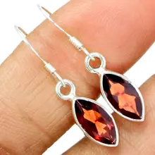 Натуральный гранат ручной работы серьги, серебро 925 пробы, 32 мм, 3г, AE0331