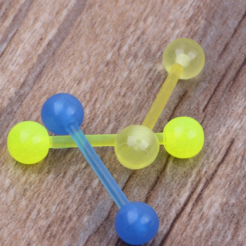 Glowing In Dark Tongue Ring Jewelry 50pcs/lot Body Piercing Jewelry Acrylic Tongue Ring Piercing Jewelry