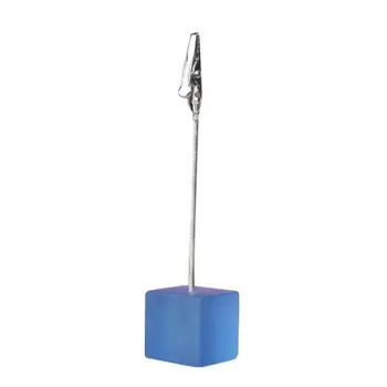 

Cube Wire Memo Holder Paper Note Clip (Translucent Blue)