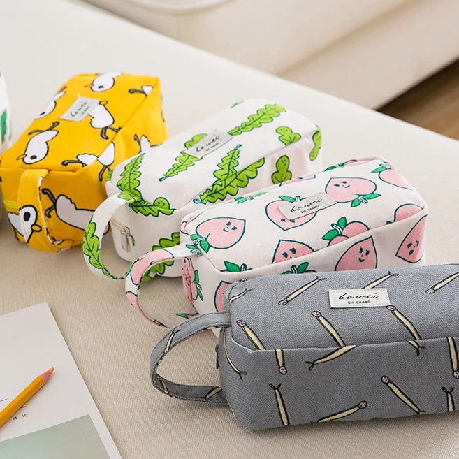 

Cute Large Capacity Pencil Case Cotton and linen Kawaii Pen Box Bag For Girls kids gift Office School Stationery Supplies etui
