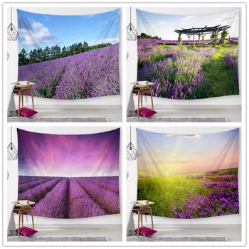 

Lavender Landscape Style Mandala Blankets Tapestry Celestial Indian Tapestry Wall Hanging Throw Bohemian Curtain Towel