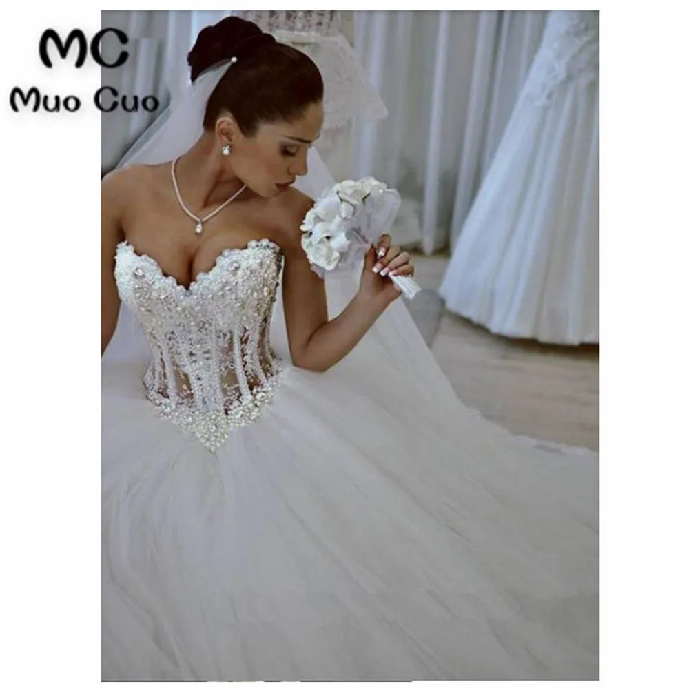 ELEGANT SWEETHEART SLEEVELESS TULLE WEDDING DRESS WITH APPLIQUES BEADINGS WEDDING DRESSES BRIDAL GOWNS 1