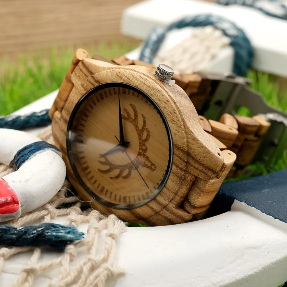 BOBO BIRD L-K29 Deer Head Dial Fashion Zebra Wooden Men-sized Hour Quartz Watches for Men with Gift Box BOBO BIRD L-K29 Deer Head Dial Fashion Zebra Wooden Men-sized Hour Quartz Watches for Men with Gift Box