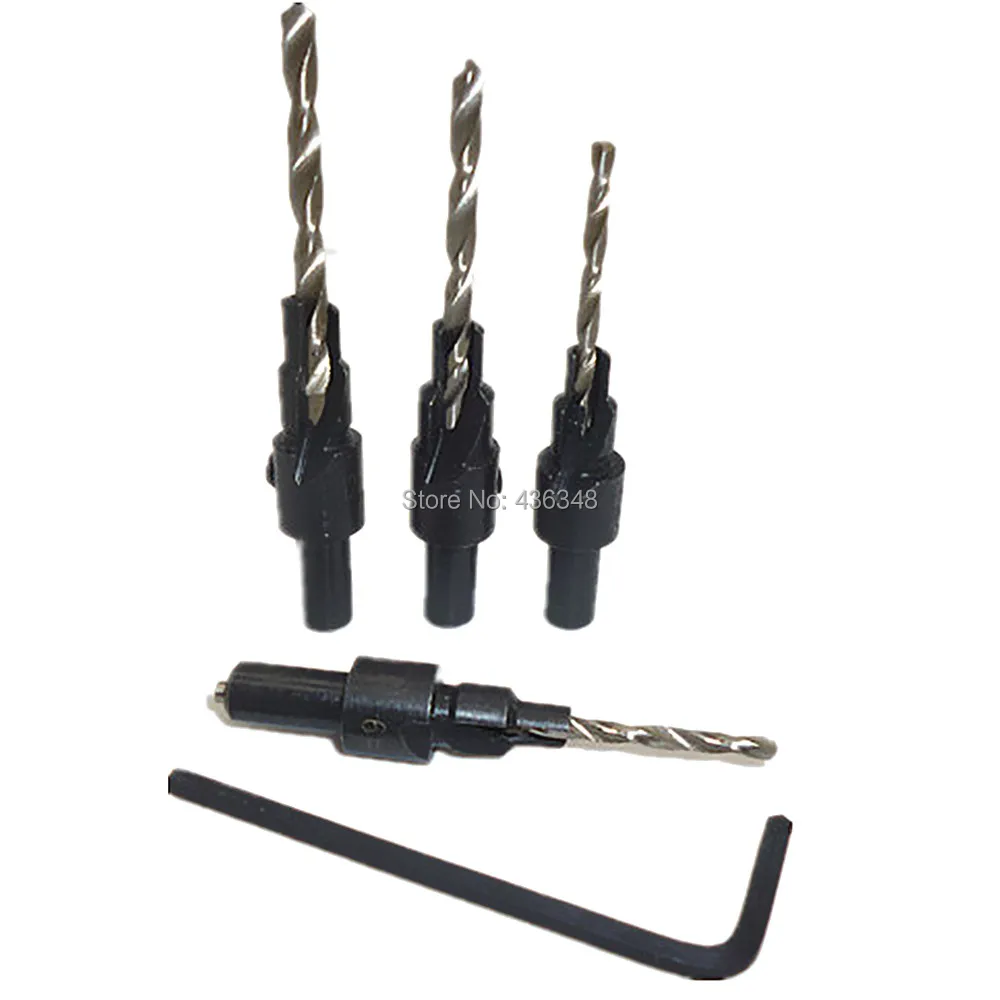 4pcs HSS Fraise Drill Bit Set Changement Rapide Tige Hex Vis #6 #8 #10 #12 FR